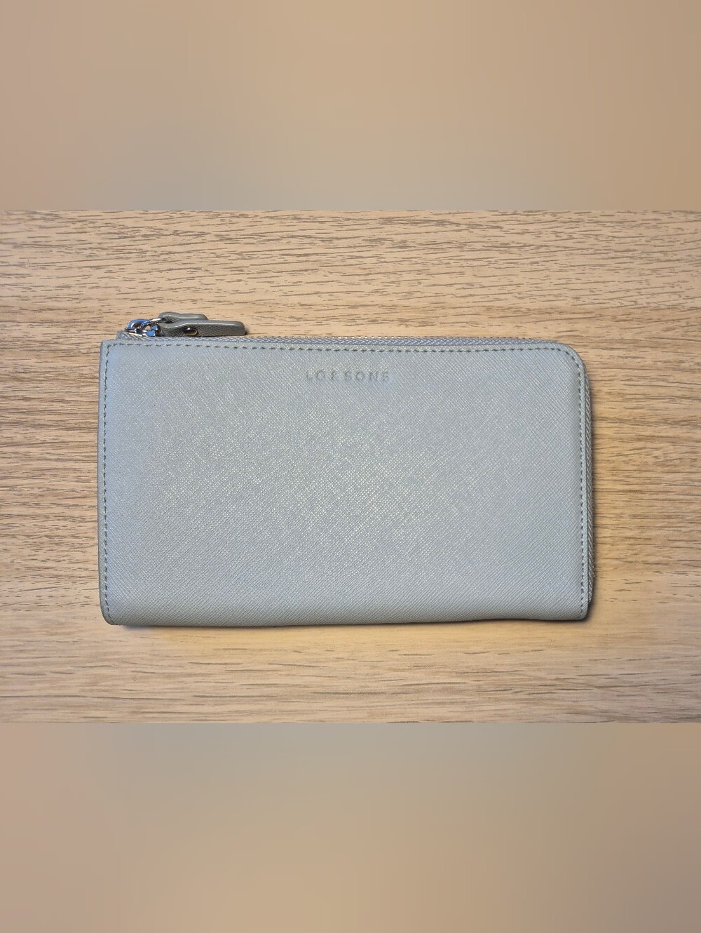 Lo & Sons Magnolia Leather Wallet, Desert Blue saffiano leather